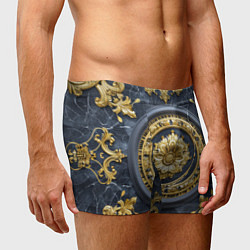 Трусы-боксеры мужские Объемные золотые классические узоры, цвет: 3D-принт — фото 2