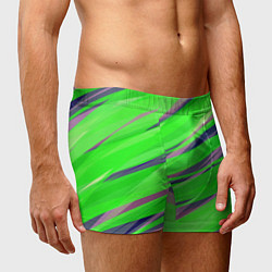 Трусы-боксеры мужские Зелёный и фиолетовый абстрактные полосы, цвет: 3D-принт — фото 2