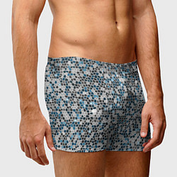 Трусы-боксеры мужские Паттерн мозаика серый с голубым, цвет: 3D-принт — фото 2