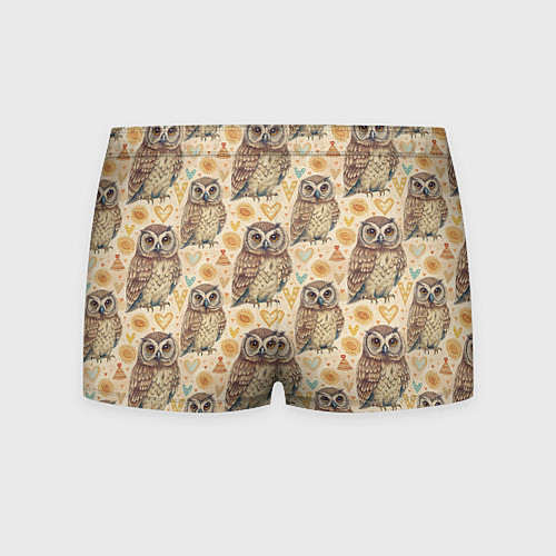 Мужские трусы Совы милые в паттерне / 3D-принт – фото 2