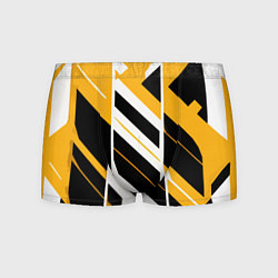 Трусы-боксеры мужские Black and yellow stripes on a white background, цвет: 3D-принт