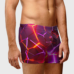 Трусы-боксеры мужские Красные плиты с фиолетовым свечением, цвет: 3D-принт — фото 2
