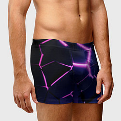 Трусы-боксеры мужские Сине-фиолетовые неоновые плиты в разломе, цвет: 3D-принт — фото 2