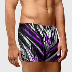 Трусы-боксеры мужские Фиолетово-белые ломаные клыки, цвет: 3D-принт — фото 2