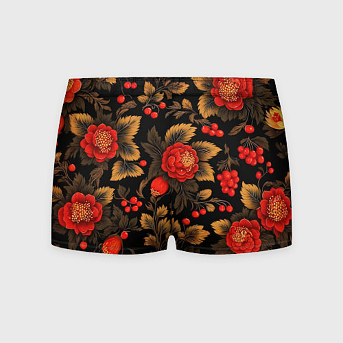 Мужские трусы Русская хохлома, цветы, паттерн / 3D-принт – фото 2