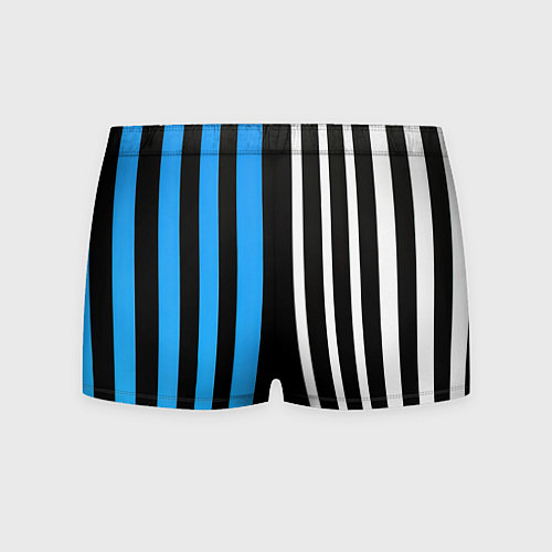 Мужские трусы Вертикальные полосы триколор синий / 3D-принт – фото 2