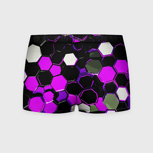 Мужские трусы Розово-белые шестиугольники на чёрном фоне / 3D-принт – фото 2