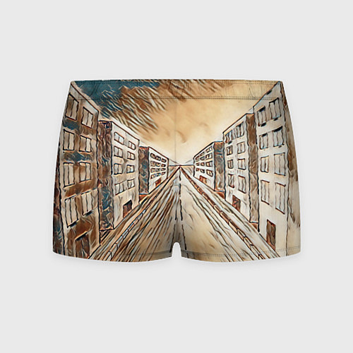 Мужские трусы Перспектива мегаполиса / 3D-принт – фото 2