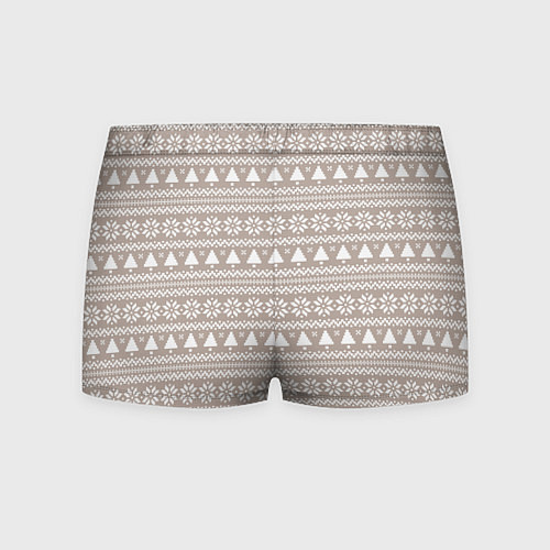 Мужские трусы Бежевый скандинавский узор с ёлками / 3D-принт – фото 2