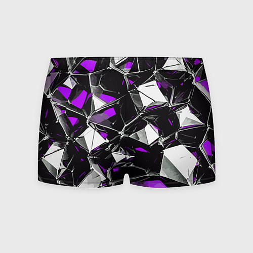 Мужские трусы Фиолетово-белый паттерн на чёрном фоне / 3D-принт – фото 2