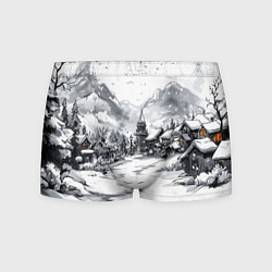 Трусы-боксеры мужские Город в снегу перед новым годом, цвет: 3D-принт