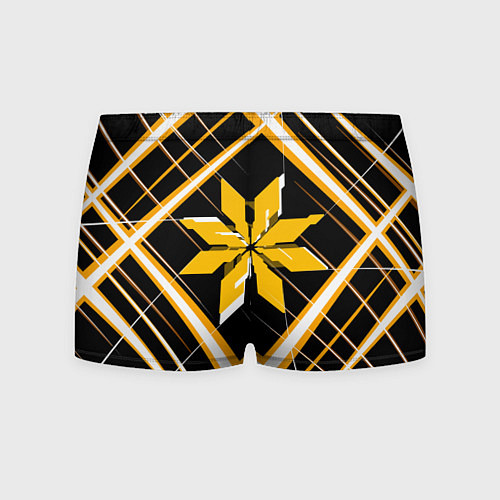 Мужские трусы Жёлто-белая звезда и полосы на чёрном фоне / 3D-принт – фото 2