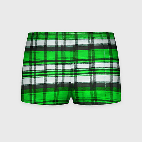 Мужские трусы Зелёно-белая ткань в клетку / 3D-принт – фото 2