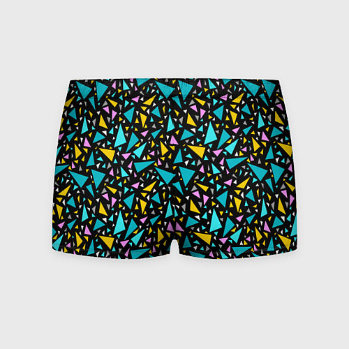 Мужские трусы Разноцветные яркие треугольники на черном / 3D-принт – фото 2