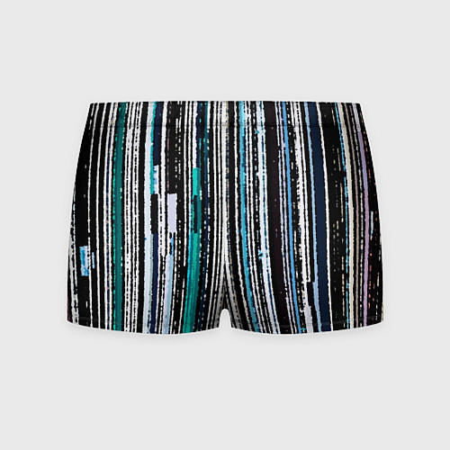 Мужские трусы Полосатый сине-зелёный рваные полосы / 3D-принт – фото 2
