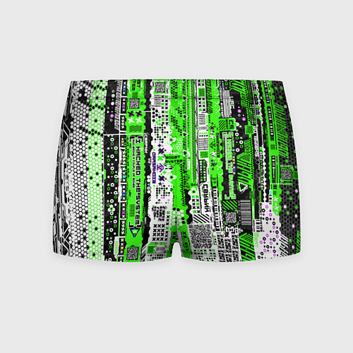 Мужские трусы Киберпанк паттерн зелёный / 3D-принт – фото 2