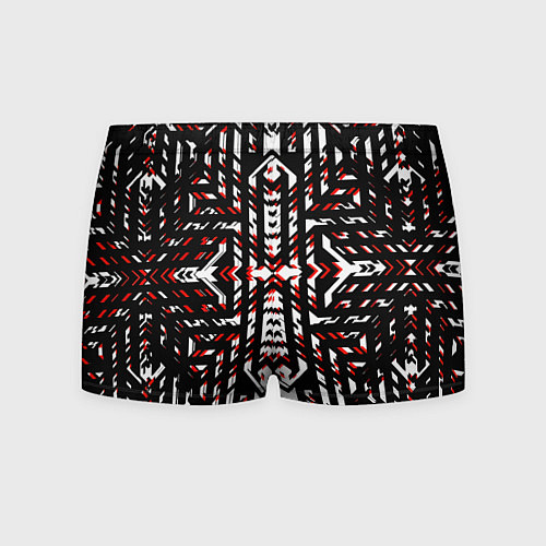 Мужские трусы Чёрно-красные диагональные полосы на белом фоне / 3D-принт – фото 2