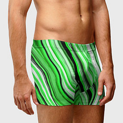 Трусы-боксеры мужские Волнистые вертикальные чёрно-зелёные полосы, цвет: 3D-принт — фото 2