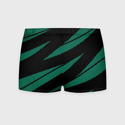 Мужские трусы Чёрный с бирюзовым текстура точки и полосы / 3D-принт – фото 2