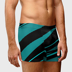 Трусы-боксеры мужские Чёрный с голубым полосы текстура, цвет: 3D-принт — фото 2