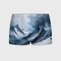 Трусы-боксеры мужские Зимний горный пейзаж маслом, цвет: 3D-принт