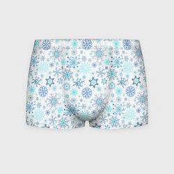 Трусы-боксеры мужские Бирюзовые снежинки, цвет: 3D-принт