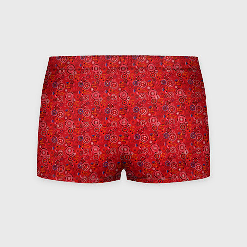 Мужские трусы Алый красный деревенский абстрактный узор / 3D-принт – фото 2
