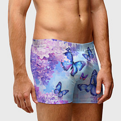 Трусы-боксеры мужские Бабочки и сирень - нежная голубая живопись, цвет: 3D-принт — фото 2