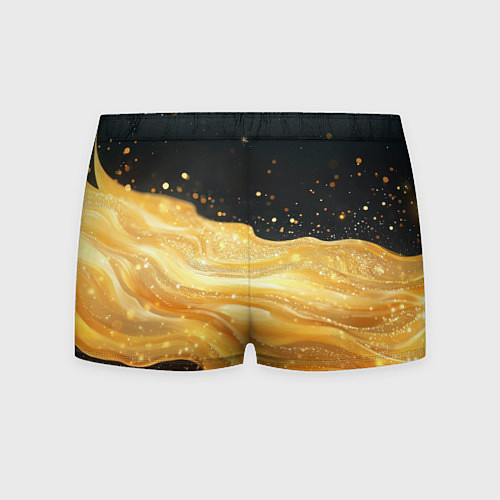 Мужские трусы Золотистая материя на черном фоне / 3D-принт – фото 2
