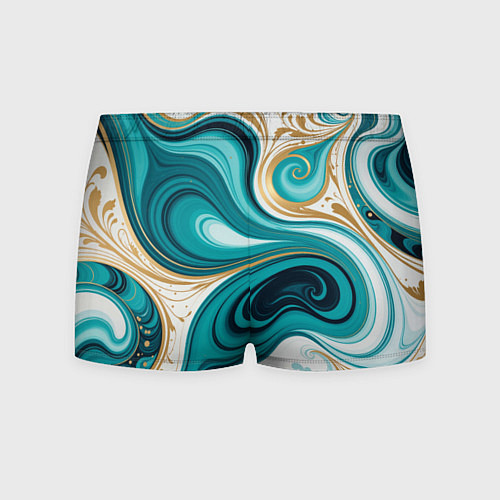 Мужские трусы Бирюза и золото / 3D-принт – фото 2