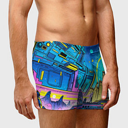 Трусы-боксеры мужские Космический город, цвет: 3D-принт — фото 2