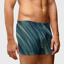 Трусы-боксеры мужские Зеленовато-синий полосы, цвет: 3D-принт — фото 2