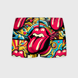 Трусы-боксеры мужские Rolling Stones logo - pop art pattern, цвет: 3D-принт