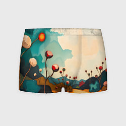 Трусы-боксеры мужские Сюрреалистичный пейзаж с цветами, цвет: 3D-принт