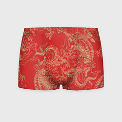 Трусы-боксеры мужские Золотые драконы на красном, цвет: 3D-принт
