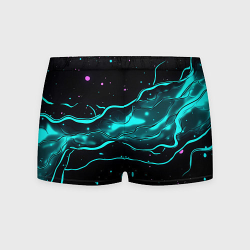 Мужские трусы Голубые неоновые волны текстура / 3D-принт – фото 2