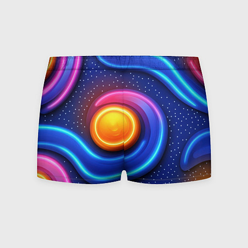Мужские трусы Оранжевый круг и голубые линии текстура / 3D-принт – фото 2