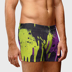 Трусы-боксеры мужские Желтая и фиолетовая краска на черном, цвет: 3D-принт — фото 2
