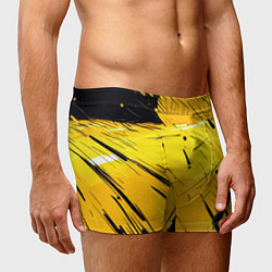 Трусы-боксеры мужские Желтая краска на черном фоне, цвет: 3D-принт — фото 2