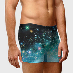 Трусы-боксеры мужские Бирюзовые блестки фон, цвет: 3D-принт — фото 2
