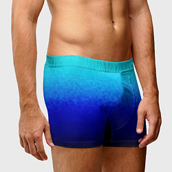 Трусы-боксеры мужские Градиент мозаика из голубого в чёрный, цвет: 3D-принт — фото 2