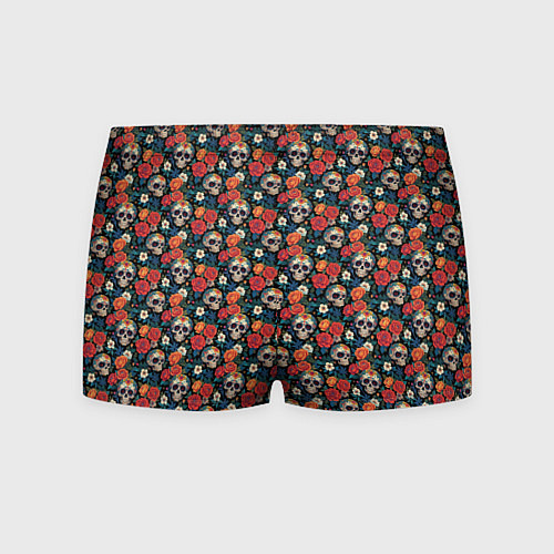 Мужские трусы Черепа и цветы Santa Muerte / 3D-принт – фото 2