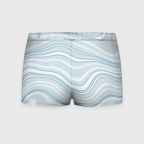 Мужские трусы Светлый бело-голубой волнистые полосы / 3D-принт – фото 2