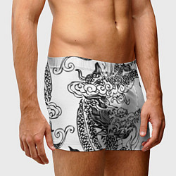 Трусы-боксеры мужские Татуировка дракона на белом, цвет: 3D-принт — фото 2
