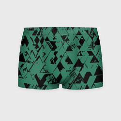 Мужские трусы Зелёный с чёрным абстракция треугольники