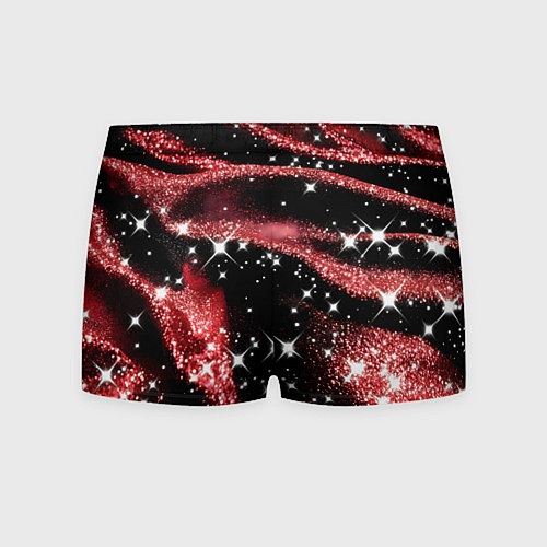 Мужские трусы Красная волнистая текстура с белым блеском / 3D-принт – фото 2