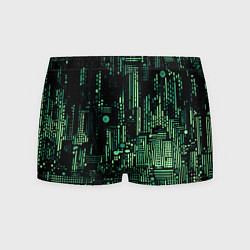 Трусы-боксеры мужские Чёрно-зелёный абстракция точки полоски, цвет: 3D-принт