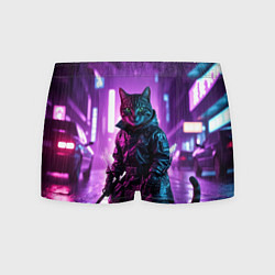 Трусы-боксеры мужские Котик с катаной, цвет: 3D-принт