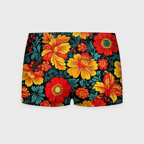 Мужские трусы Русская хохлома с цветами / 3D-принт – фото 2