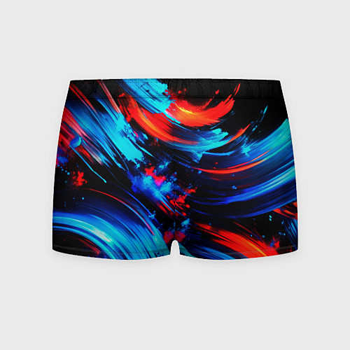 Мужские трусы Синие и красные мазки краски на черном / 3D-принт – фото 2